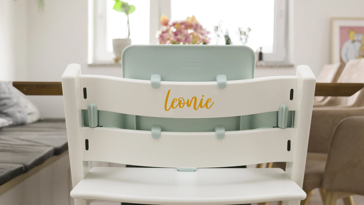 Namensaufkleber für TrippTrapp , Stokke oder Hauck Stuhl für fast jeden Hochstuhl