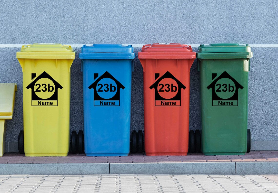 Personalisierte Mülltonnen Aufkleber Wheelie Bin | für Haus Wohnen Dekoration Mit Haus