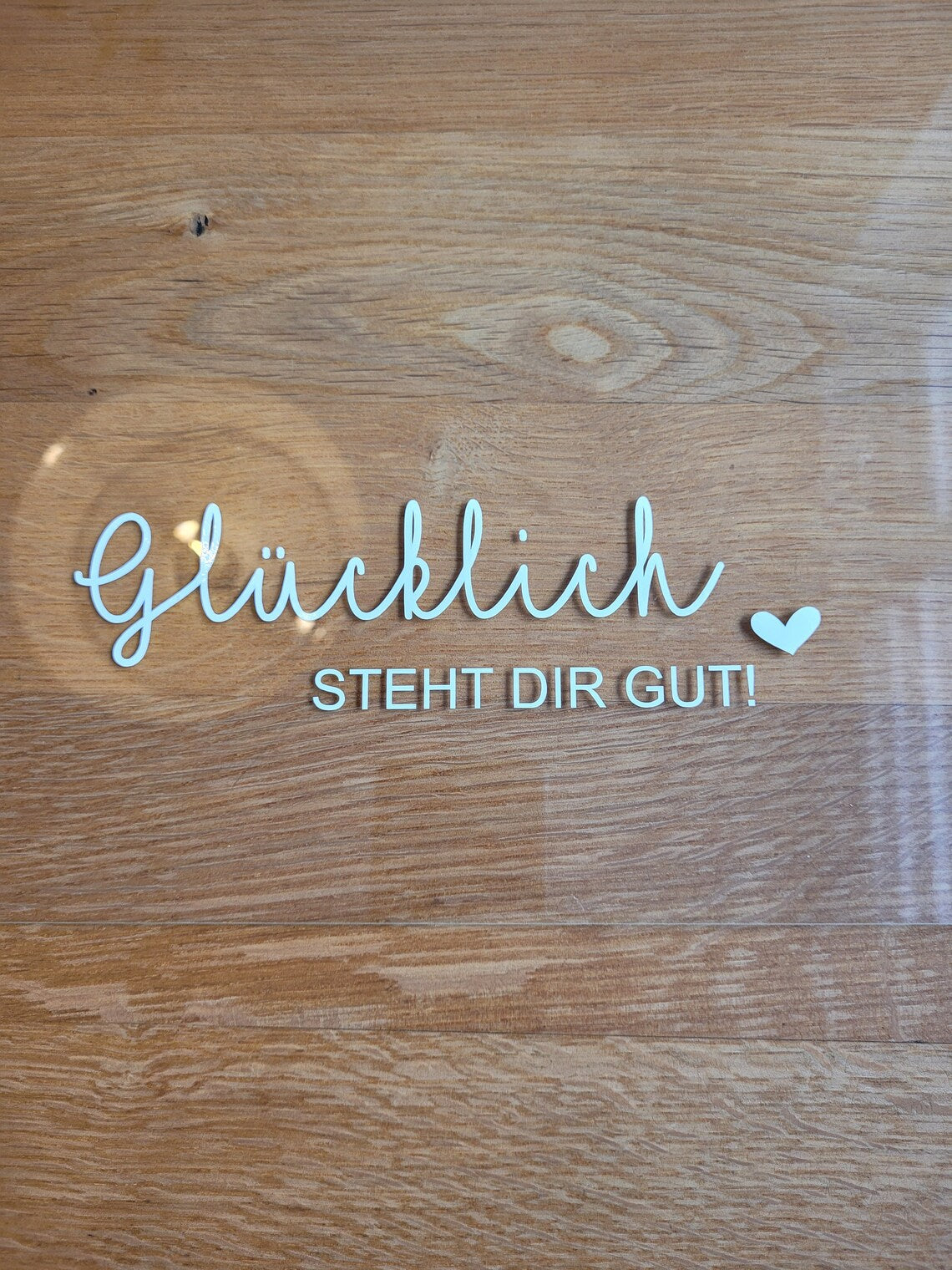 Spruch Aufkleber für Spiegel Wand Badezimmer "Glücklich steht dir gut" verschiedene Farben und Größen