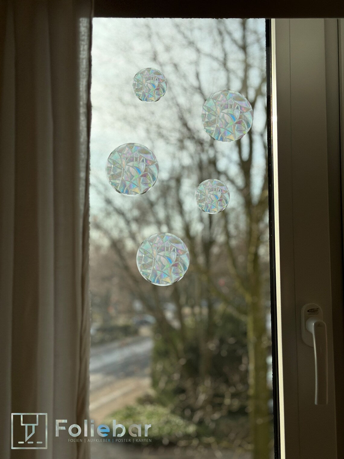 Kreise / Monde Regenbogen Fenstersticker - 5 teiliges Set - runde Fenstersticker | Suncatcher