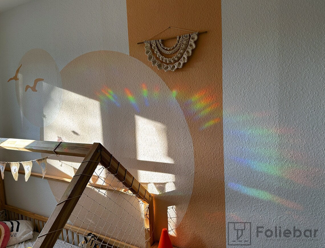 Kreise / Monde Regenbogen Fenstersticker - 5 teiliges Set - runde Fenstersticker | Suncatcher